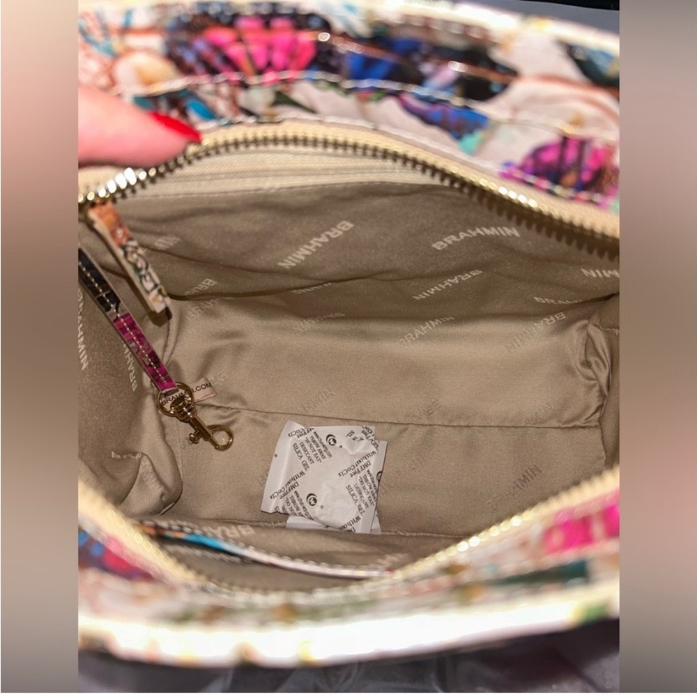Brahmin Melbourne Croc Embossed Multicolor Floral Satchel and Wallet Set - Picture 3 of 6